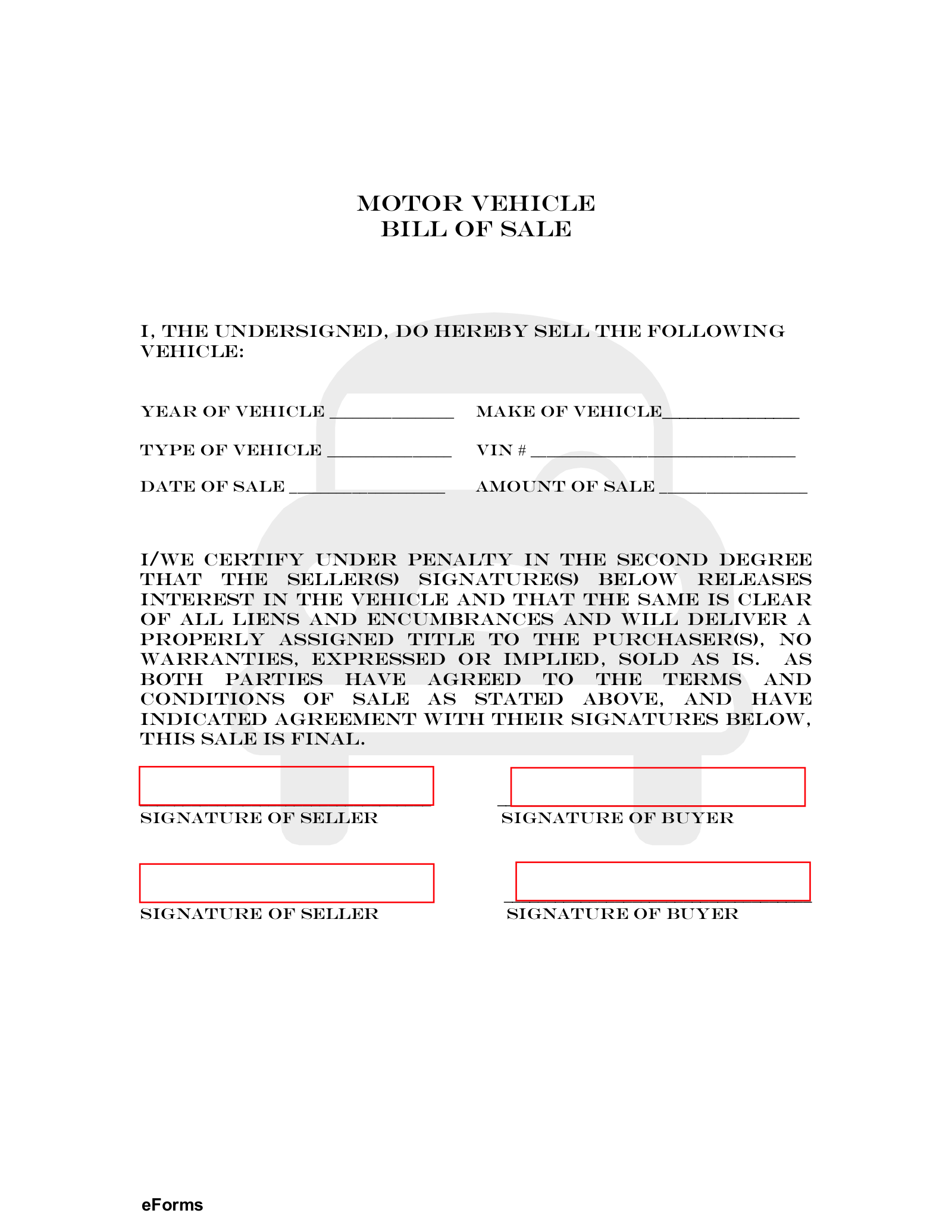 Free Colorado Motor Vehicle Bill Of Sale Form PDF eForms Yakaranda