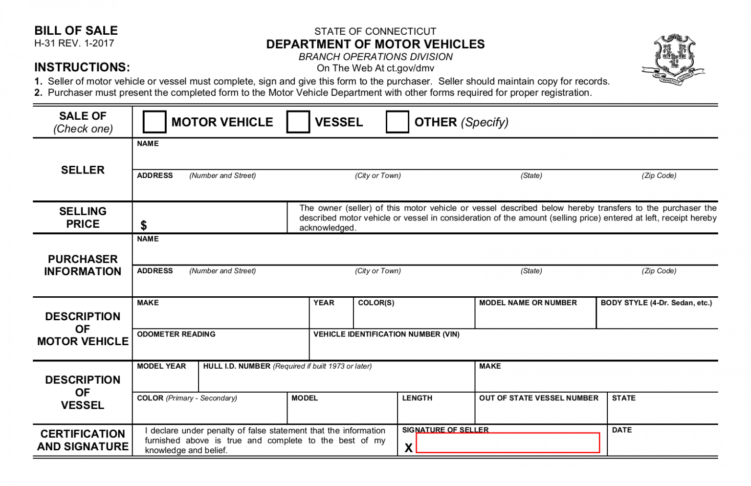 Free Connecticut Bill Of Sale Forms 3 PDF EForms