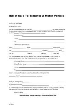 Free Alabama Motor Vehicle Bill of Sale Form - PDF | Word – eForms