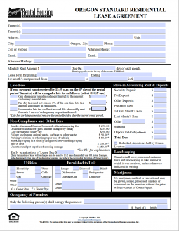 Free Oregon Standard Residential Lease Agreement - PDF | Word – eForms