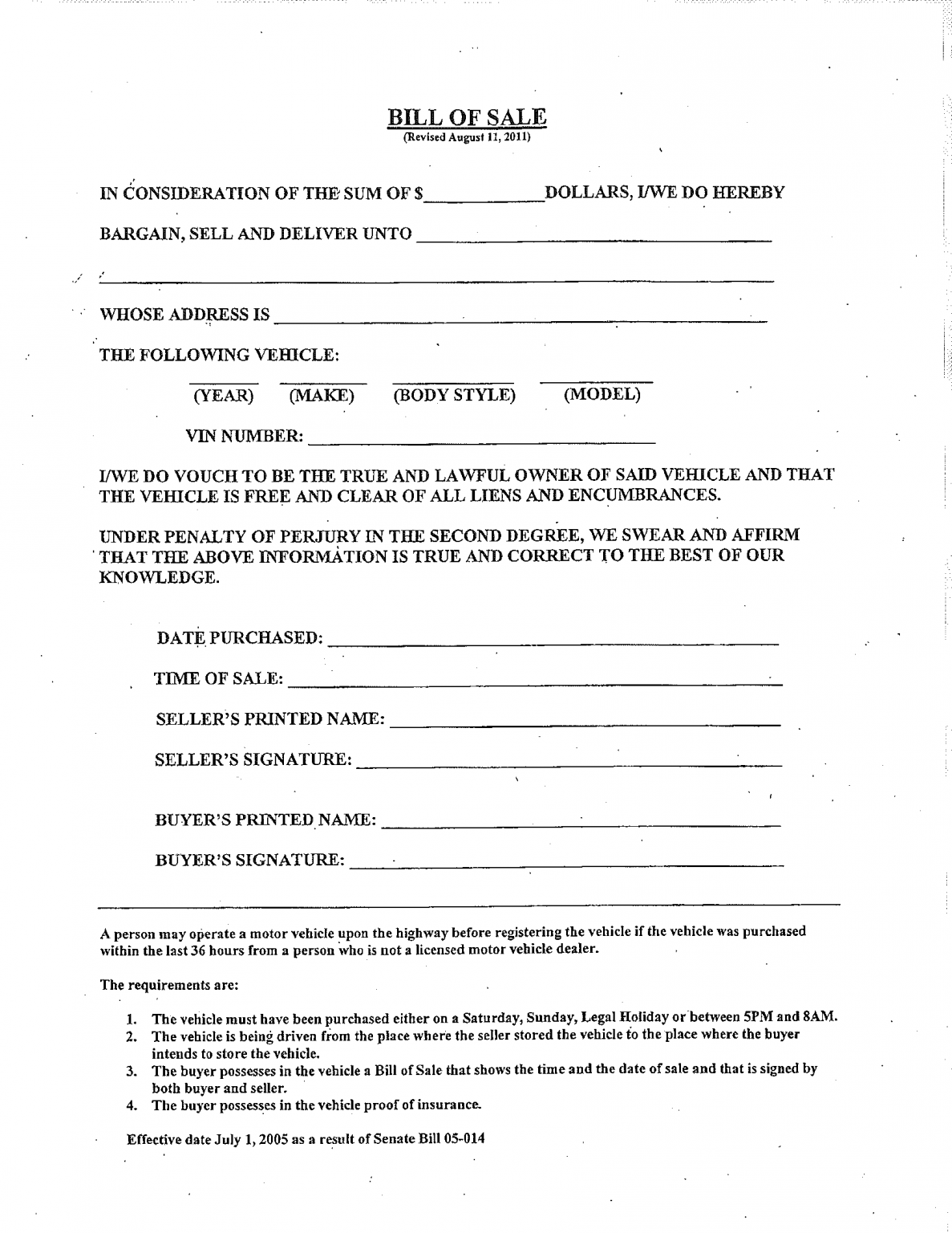 Free Colorado Motor Vehicle Bill of Sale Forms (12 Counties) PDF eForms