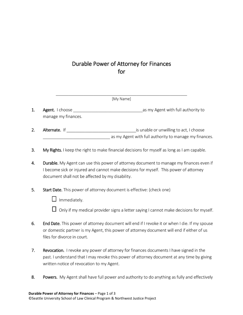 Wa State Power Of Attorney Forms