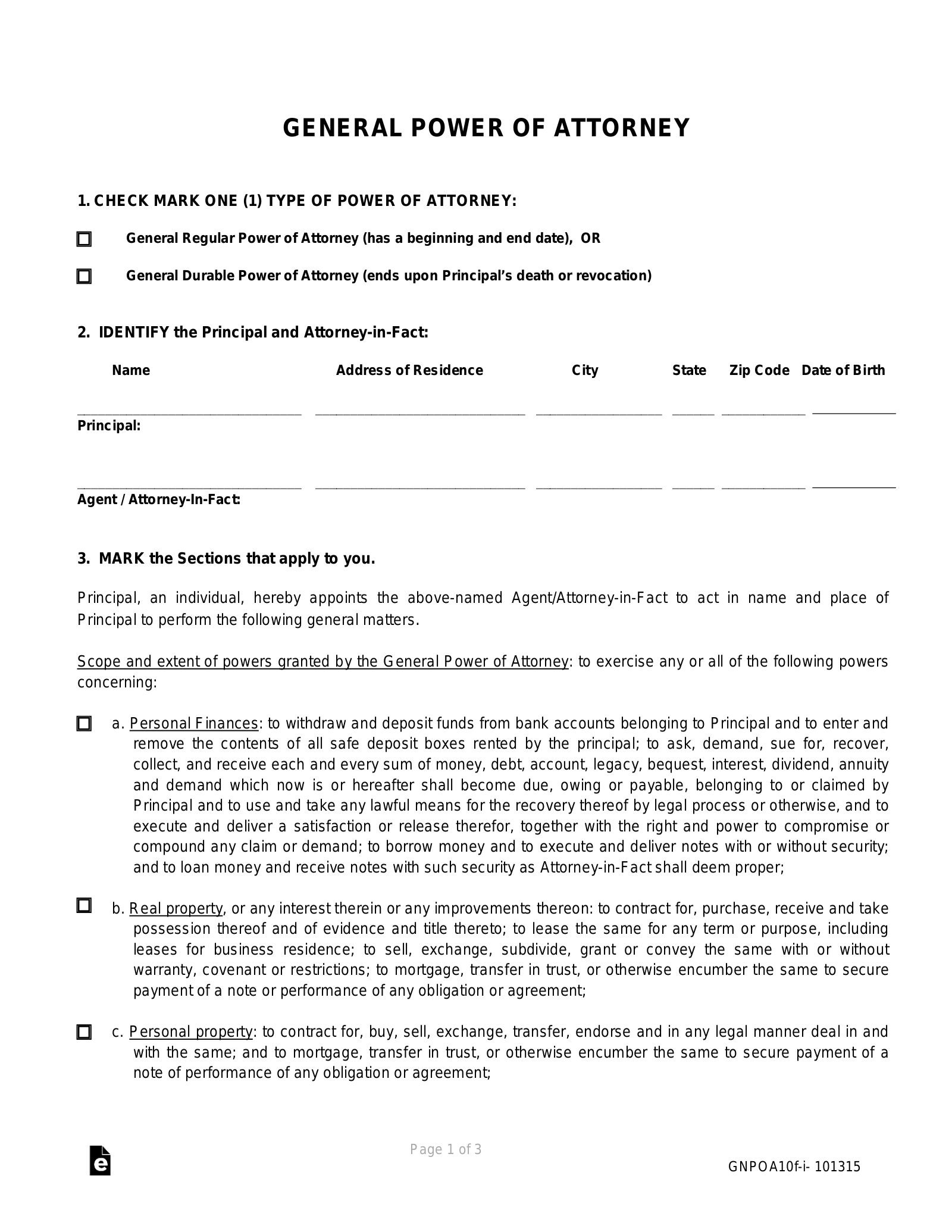 Free Printable General Power Of Attorney Form