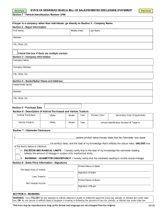 Arkansas Motor Vehicle Bill of Sale Form 10-313 | Odometer Disclosure