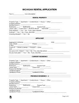 Michigan Rental Application Form