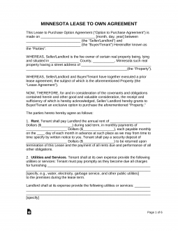 Minnesota Rent-to-Own Lease Agreement