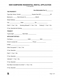 New Hampshire Rental Application Form