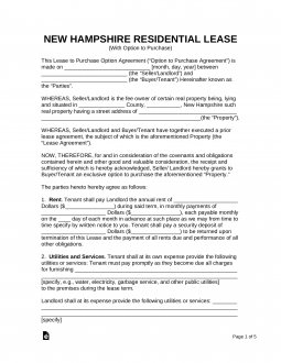 New Hampshire Rent-to-Own Lease Agreement