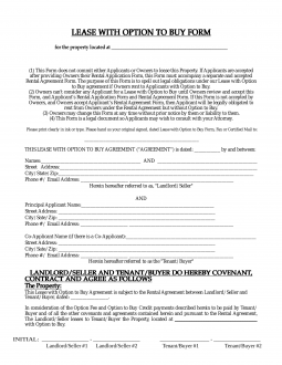 New Mexico Rent-to-Own Lease Agreement