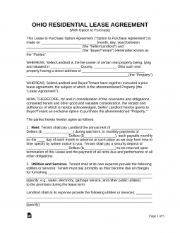 Ohio Rent-to-Own Lease Agreement