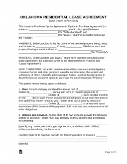 Oklahoma Rent-to-Own Lease Agreement