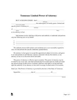 Tennessee Limited Power of Attorney