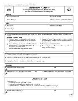 Vermont Tax Power of Attorney (Form PA-1)