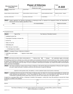 Wisconsin Tax Power of Attorney (Form A-222)