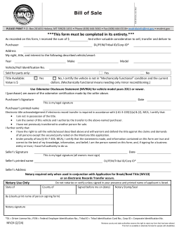 Montana Motor Vehicle Bill of Sale | Form MV24