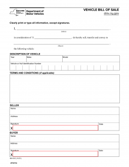 Free New York Motor Vehicle Bill of Sale Form MV 912 PDF eForms