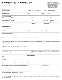 North Dakota Bill of Sale Forms (4)