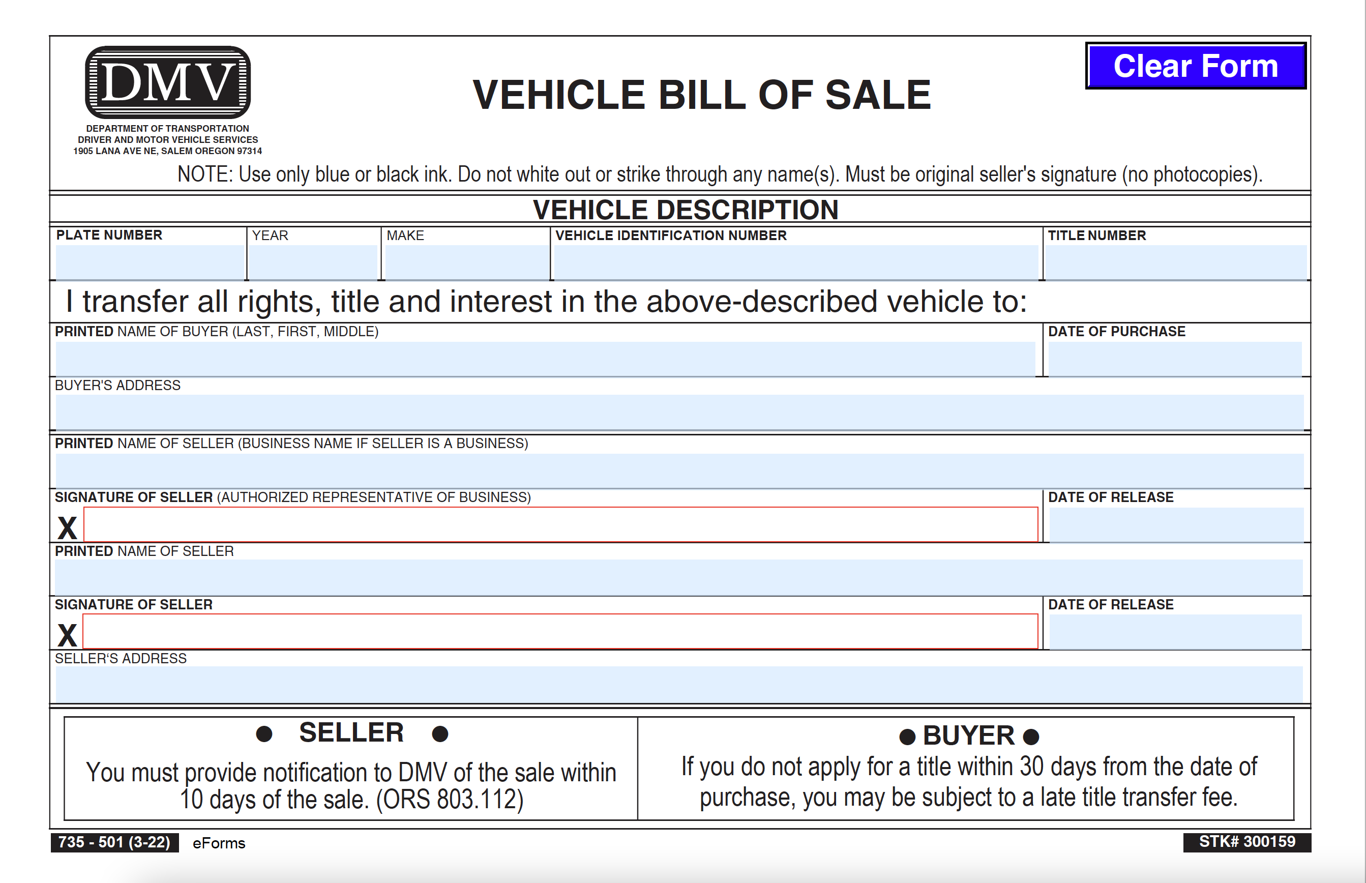 Free Oregon Bill Of Sale Forms 4 PDF EForms