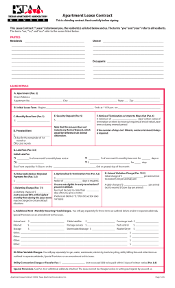 Texas Apartment Association Residential Lease Agreement Form