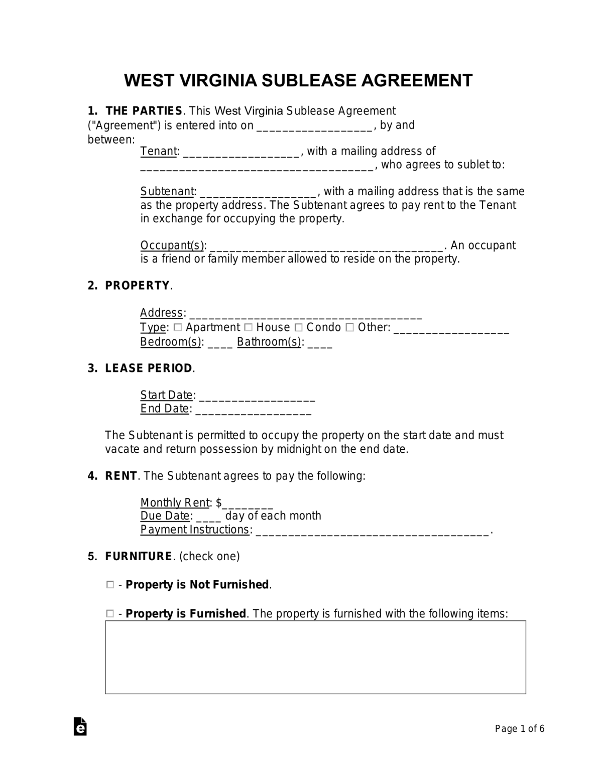 Free West Virginia Lease Agreement Templates (6) - PDF | Word – eForms