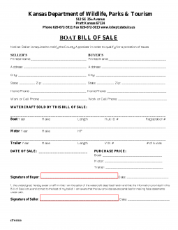 Kansas Boat Bill of Sale