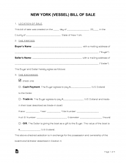 New York Boat Bill of Sale Form