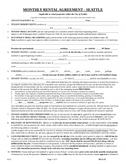 free seattle washington month to month rental agreement form pdf eforms