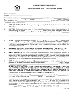 South Carolina Association of Realtors Lease Agreement | Form 410