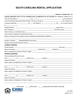 South Carolina Rental Application