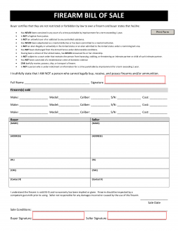 Texas Firearm Bill of Sale Form