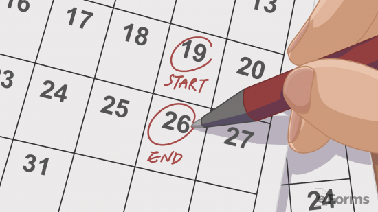 person drawing red circles on calendar indicating rental period
