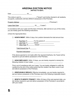 Arizona Eviction Notice Forms (4)