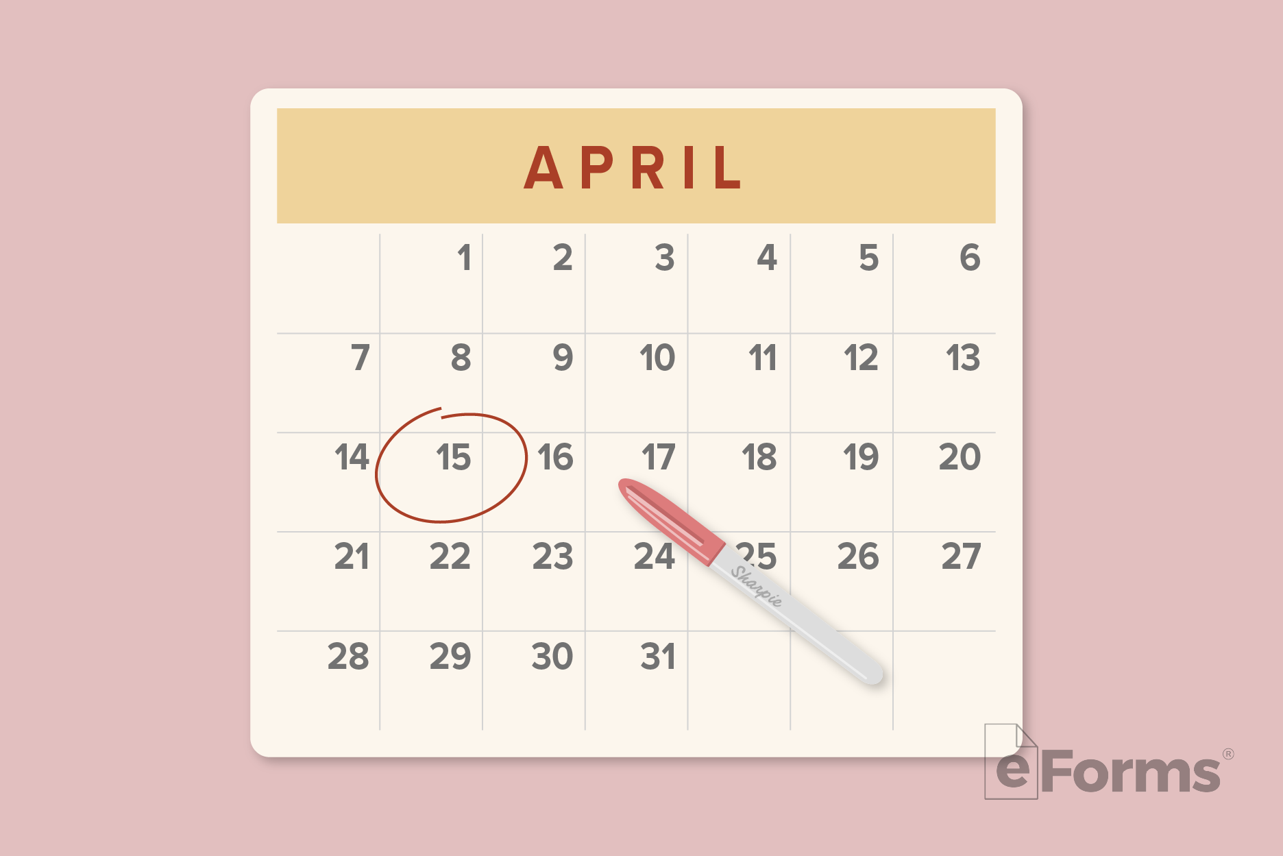 Wall calendar with circled date and pen.