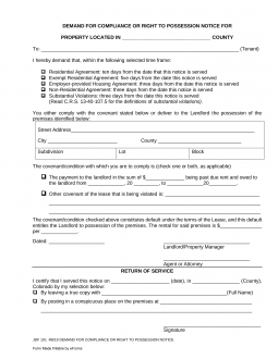 Colorado 10-Day Notice to Quit Form (JDF-101) | Non-Payment & Non-Compliance