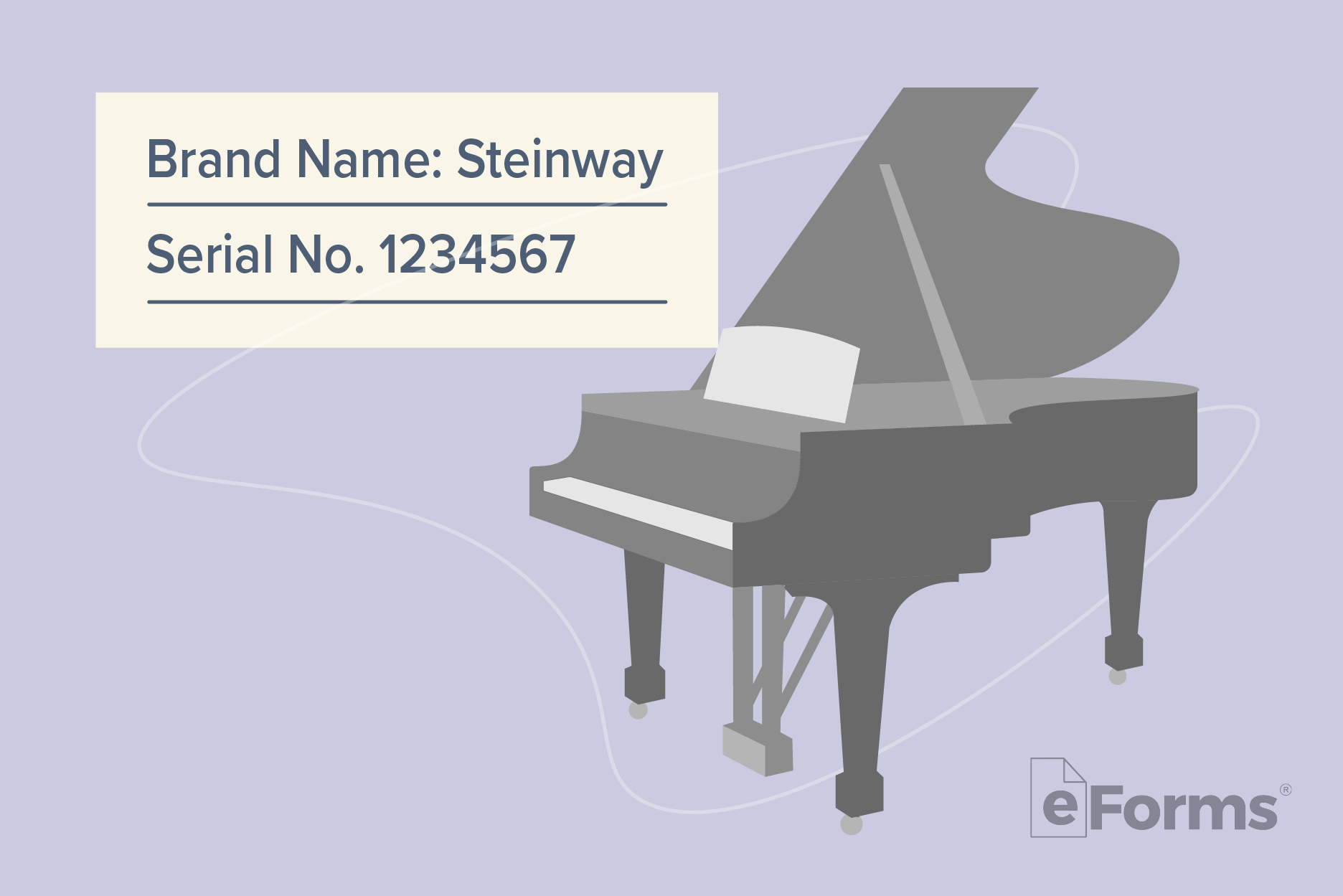 Steinway piano with brand name and serial number captioned.