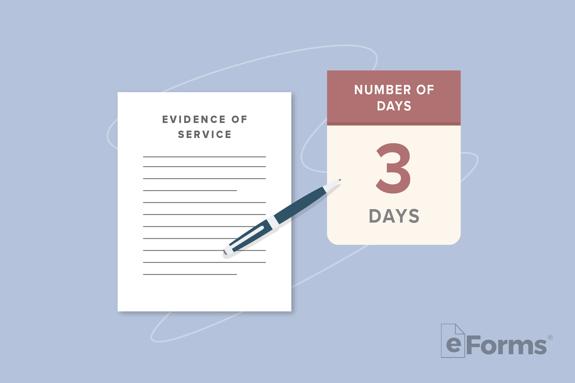 Evidence of Service document with "3 Days" written on calendar page