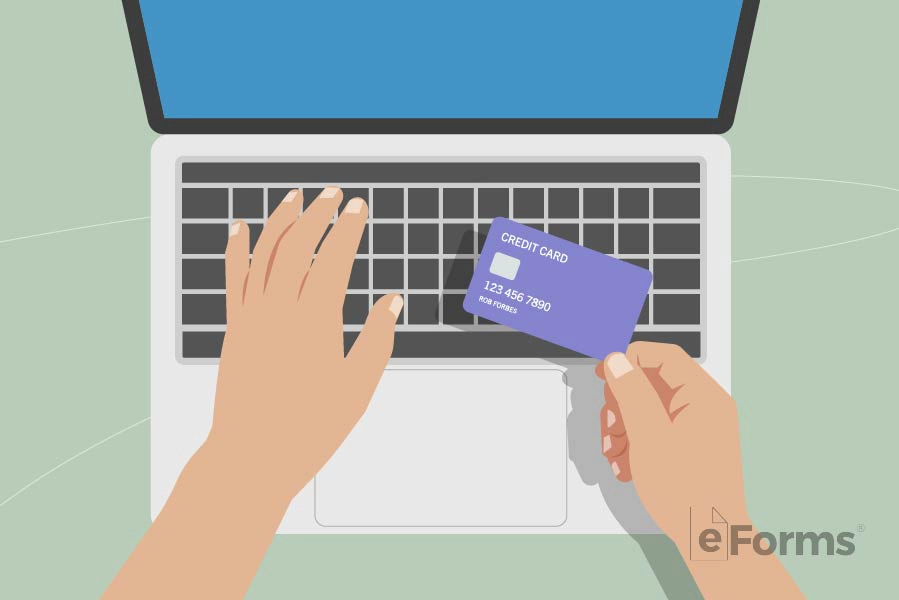Entering credit card information online. 
