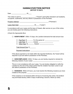 Hawaii Eviction Notice Forms (4)