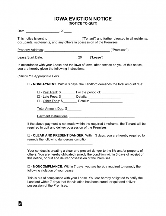 Iowa Eviction Notice Forms (4)