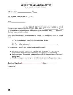Lease Termination Letter (30-Day Notice to Vacate)