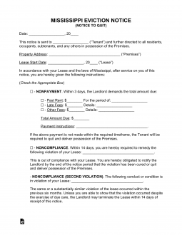 Mississippi Eviction Notice Forms (3)