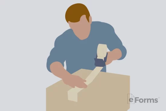 Man using tape to seal moving box.