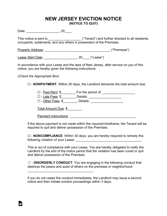 New Jersey Eviction Notice Forms (2)
