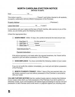 North Carolina Eviction Notice Forms (3)