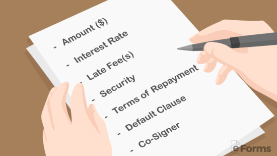 list of terms to include in promissory note 