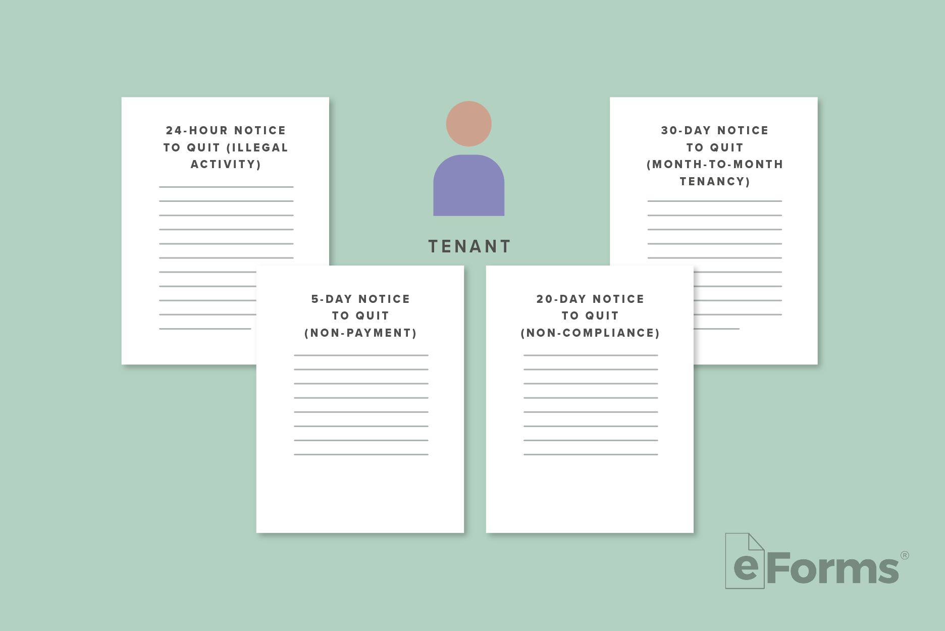 Icon of Tenant with four choices of documents.
