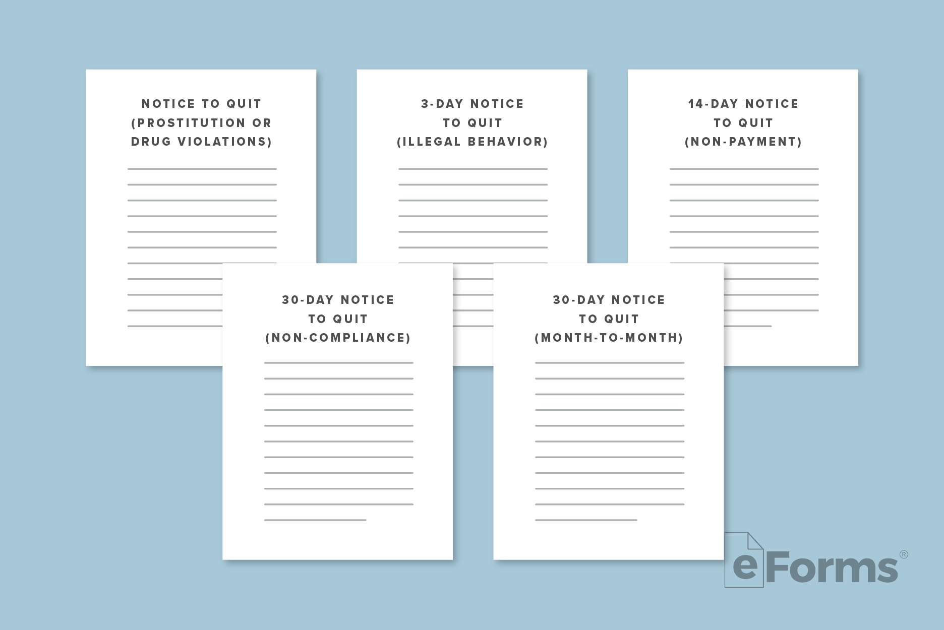 A display of five of the necessary documents required.
