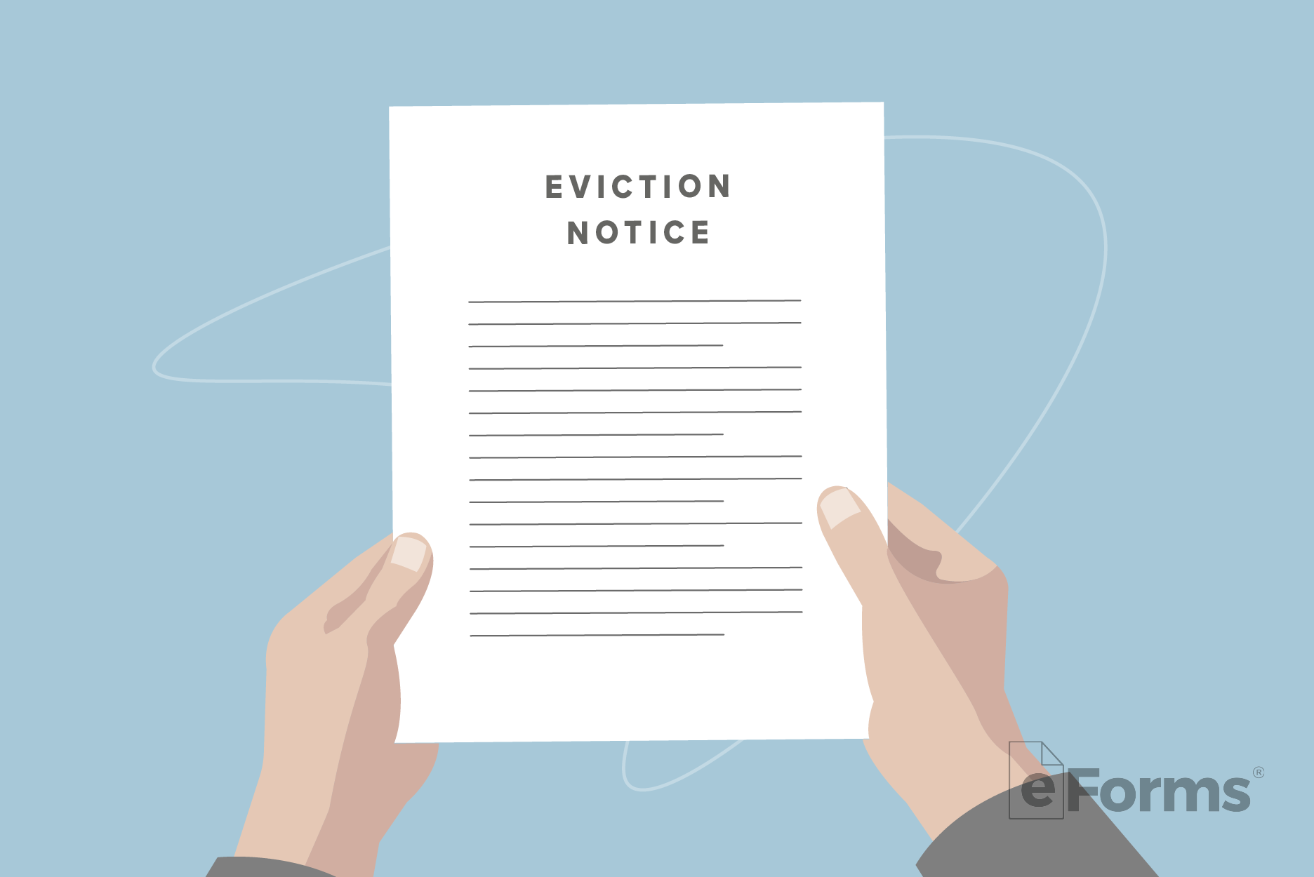 Pair of hands holding Eviction Notice. 