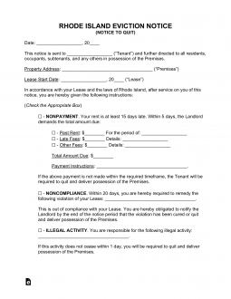 Rhode Island Eviction Notice Forms (4)