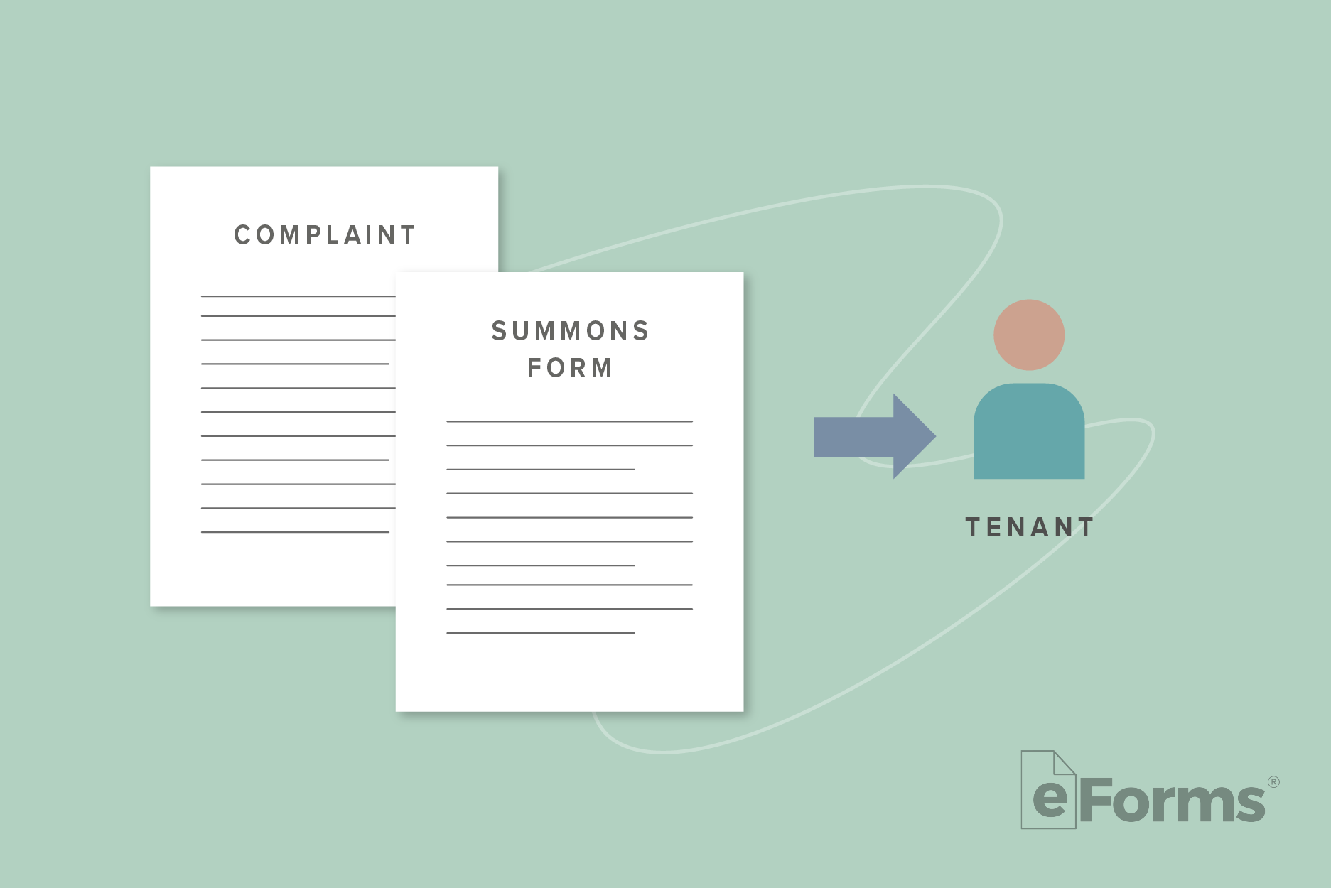 Complaint and Summons documents with icon of Tenant.